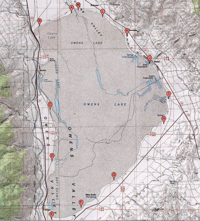 Owens Lake Map with Perimeter Route