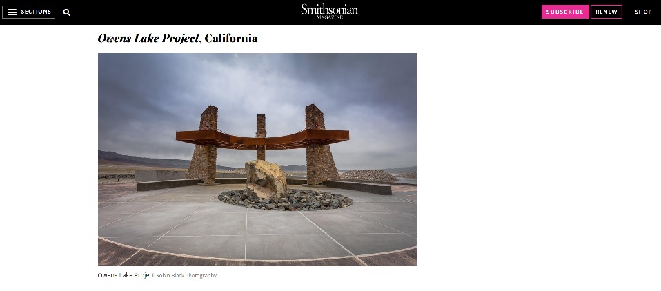 Screenshot of Smithsonian Magazine featuring photo from the Owens Lake Project